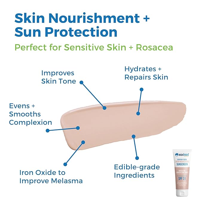 Waxhead Tinted Sunscreen for Face SPF 31, Mineral Formula with 25% Non-Nano Zinc Oxide, Unscented, Non-Comedogenic Tint Moisturizer & Makeup Primer for Daily Wear (Light Tint 4 oz)