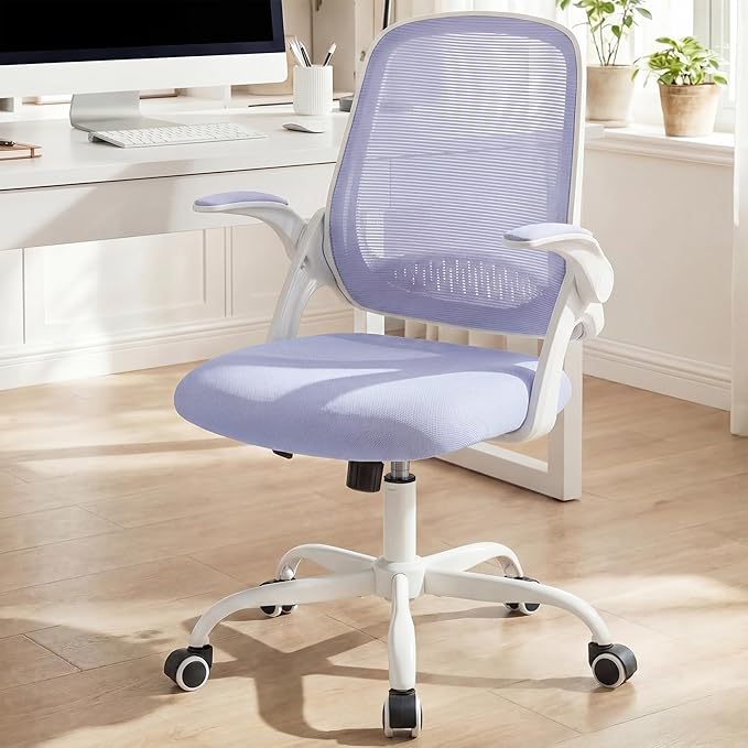 NEO Chair Office Chair Gaming Desk Computer Mesh Ergonomic Chair with Flip-up Arms Comfy Lumbar Support Adjustable Height Rolling Wheels Chair for Home Office (Purple)