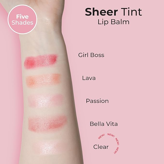 MCoBeauty Sheer Tint Lip Balm Clear - Tinted Lip Gloss Balm with Jojoba Seed Oil for Hydrated Glossy Lips - Buildable Transparent Color, Lip Care Moisturizer - Vegan Cruelty Free Lip Treatment