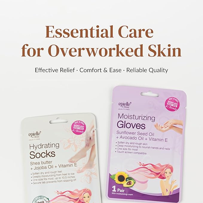 Epielle Moisturizing Foot Mask 6 Pairs, Soften with Sunflower Seed Oil & Vitamin E, Deep Moisturizing Socks for Dry, Cracked Feet, Self Care Gifts for Women, Spa Kit, Easter Basket Stuffers
