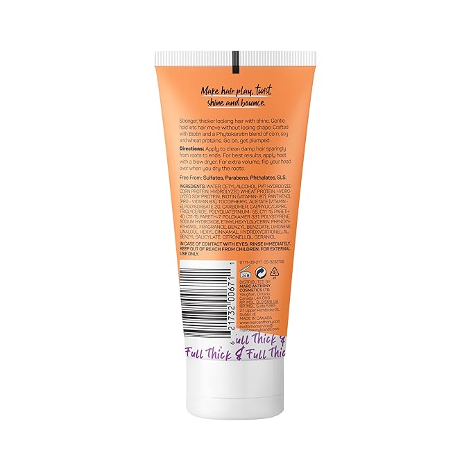 Marc Anthony Hair Thickening Styling Cream for Thin & Flat Hair, Instantly Thick - Volumizing Hair Cream with Biotin, Lightweight Hold for Thicker Fuller Hair - Sulfate-Free Haircare Products