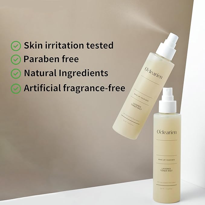 [O'CLEARIEN] Layered Toner Mist 5.24 fl. oz. | Trehalose for Hydrating, Centella Asiatica for Soothing, Anti-Aging, Non-Irritating for Sensitive Skin, Paraben Free, Natural Extracts