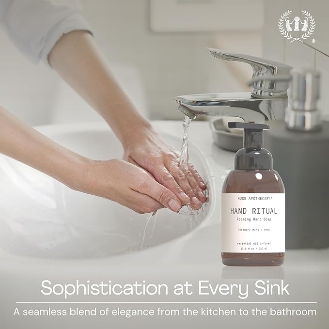 Muse Apothecary Hand Ritual - Aromatic and Nourishing Foaming Hand Soap, Infused with Aromatherapy Essential Oils - USDA Certified Biobased - 11.5 oz, Tonka Bean + Amber + Warm Cedarwood
