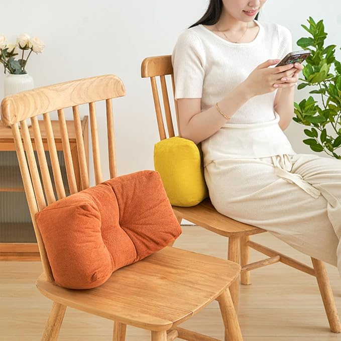 Back Pillow for Chair, Lumbar Support Pillow for Office Chair Lower Back Pain Relief Soft Cushion Car Bed Couch Sitting High Elasticity (Yellow, 35cm*16cm*20cm)