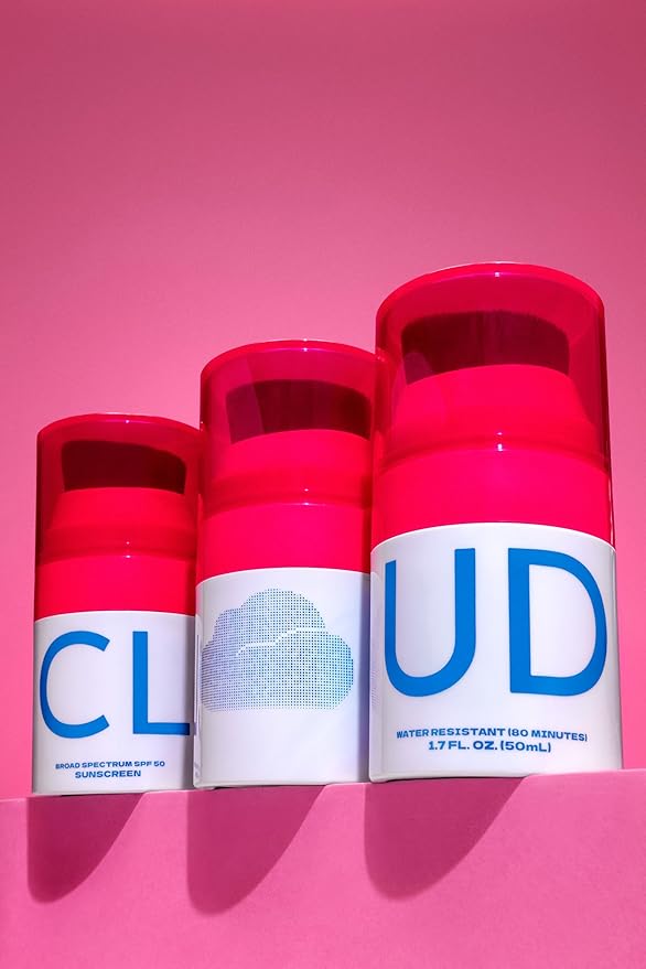 CLOUD Brush on Mineral Sunscreen Lotion - SPF 50 - No-Mess Applicator for Kids, Babies & Family - Reef Safe, Non-Nano Zinc Oxide, No Messy Hands, Blends Clear, Fragrance Free, Moisturizing.