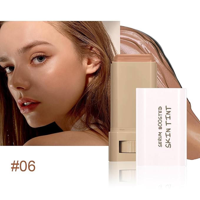 Solid Moisturizer Balm Serum for Boost Skin Tint, Multiuse and Lightweight Solid Tinted Hydrating Foundation Stick for Women, Natural Makeup for Foundation and Contour Concealer (#06)