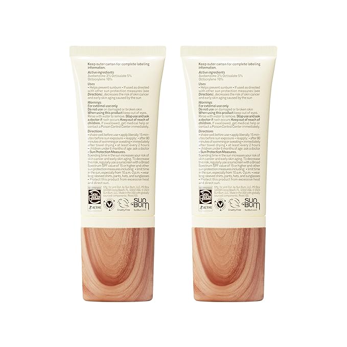 Sun Bum Daily SPF 30 Glow Sunscreen Face Lotion - Moisturizing Facial Sunscreen - Tinted - Dewy Finish - Hawaii 104 Act Compliant (Made without Octinoxate & Oxybenzone) - 1.7 oz (Pack of 2)