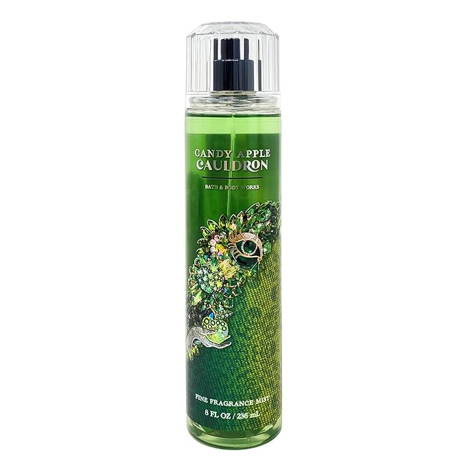 Bath & Body Works Candy Apple Cauldron 3 Pack Fragrance Mist Bundle with a Fresh Forest Bar Soap - Full Size