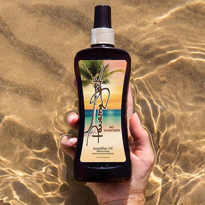 Panama Jack Amplifier Suntan Oil - Contains No Sunscreen Protection (0 SPF), Light Formula with Exotic Oils, Fruit and Nut Extracts, Tropical Fragrance, 8 FL OZ
