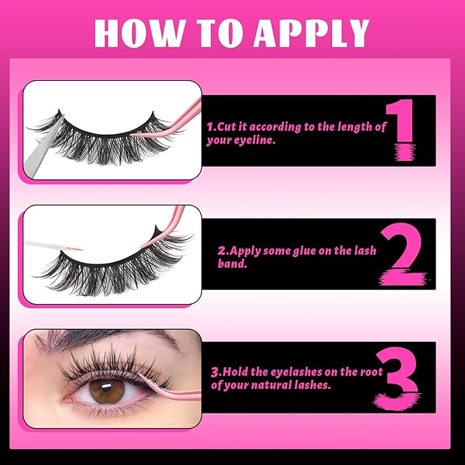 Veleasha Lashes Natural Eyelashes Manga Spiky False Eyelashes Crisscross Wispy Fake Lashes Soft 8D Effect Korean Japanese Asian Lash with Cotton Band 8 Pairs Pack (Natural)
