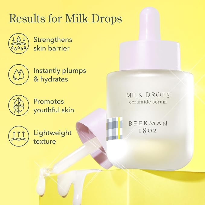 Beekman 1802 Milk Shake Hydrating Toner & Face Mist (8.1 fl oz) + Milk Drops Ceramide Face Serum (0.95 fl oz) - Good for Sensitive Skin - Cruelty Free