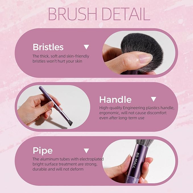 BS-MALL Travel Makeup Brush Set 12 Pcs with Super Soft Makeup Sponges 6 Pcs – Professional, Portable & Multi-Purpose Beauty Tool Kit in Silicone Cosmetic Bag for Daily Use
