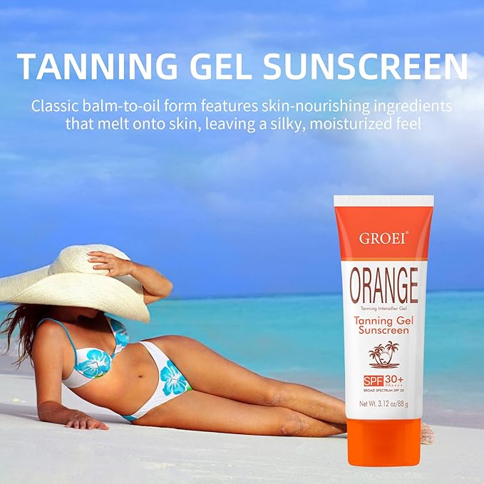 Tanning Gel Sunscreen SPF 30 – Sun Tanning Lotion with Fast-Absorbing Formula, Hydrating Bronzing Complex, for Beach, Pool & Outdoor Sports – 3.12 oz