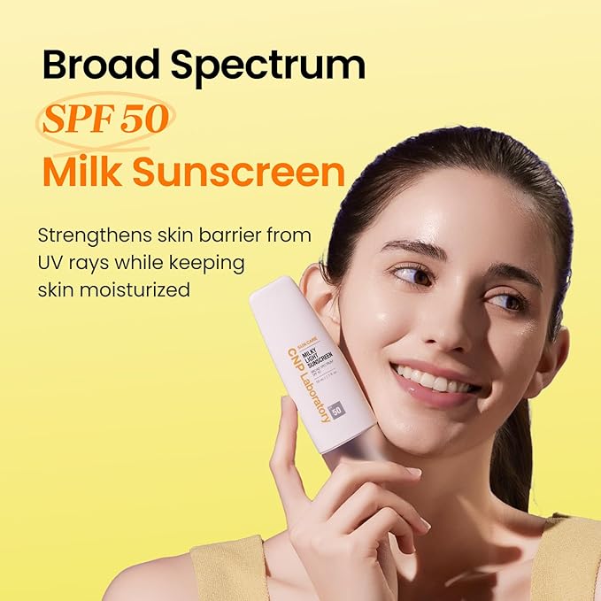 CNP Daily Milky Light Sunscreen (1.7 fl. oz.) - Broad Spectrum SPF 50 UV Protection with Niacinamide, for Face & Body, No White Cast, Fast Absorbing, Non-Greasy Finish, Gifts for Women