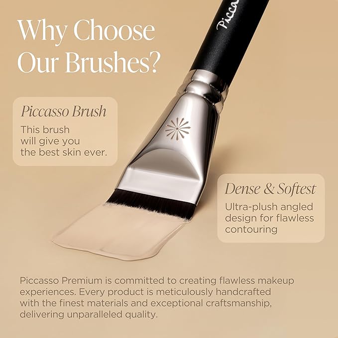 Piccasso Brush 270 Concealer Brush – Perfect for Under-Eye and Spot Coverage, Ideal for Face Makeup, Works with Cream and Liquid Concealers, Perfect Liquid Blush Brush, Genuine Korean Product.