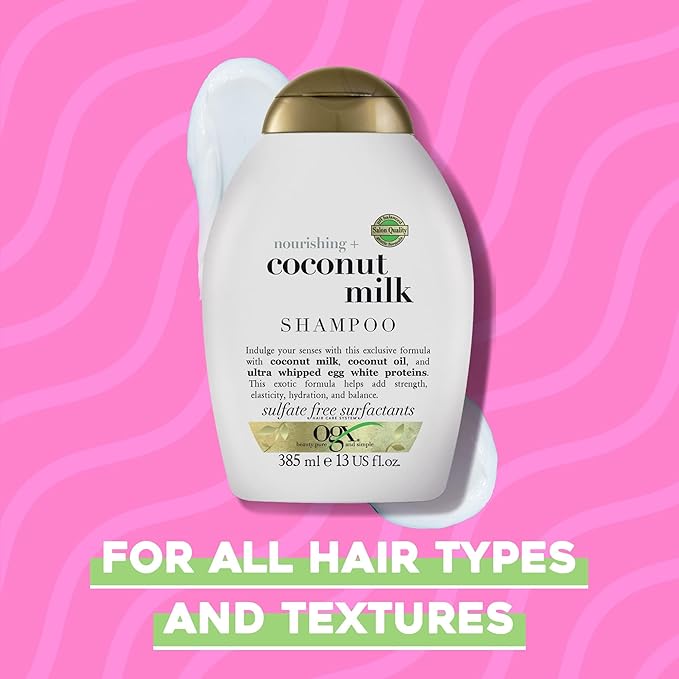 OGX Nourishing Coconut Milk Shampoo | For Strong Hair | With Coconut Oil | Egg White Protein | Sulfate-Free