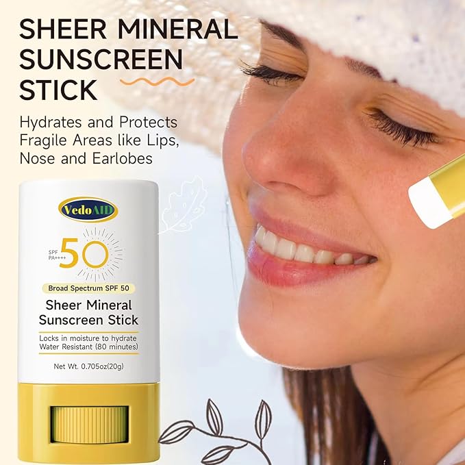 Sheer Mineral Sunscreen Stick, SPF 50 Broad Spectrum, Water Resistant, Hydrating with Vitamin E, Zinc Oxide, 0.705 oz (3pc (Sheer Mineral))