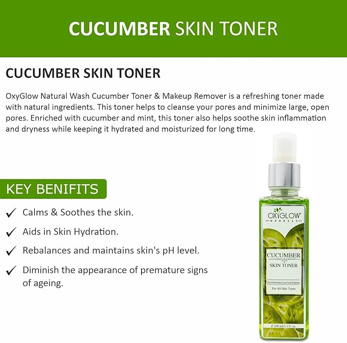 Oxy-Glow Cucumber Face Toner Spray – Hydrating & Anti-Aging Mist for All Skin Types | Soothes, Balances pH, Controls Oil, Fights Acne, Reduces Wrinkles | Unisex Refreshing Daily Skincare