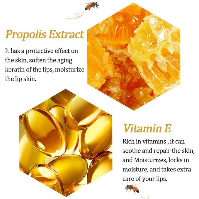 4 PCS Bee Lip Balm Lip Mask Honey Pot, Prevention Lip Dry Set, Strawberry & Watermelon & Apple Lime & Honey Lip Sleeping Mask Propolis Moisturizing Lip Balm, Mothers Day Gifts,Easter Basket Stuffers
