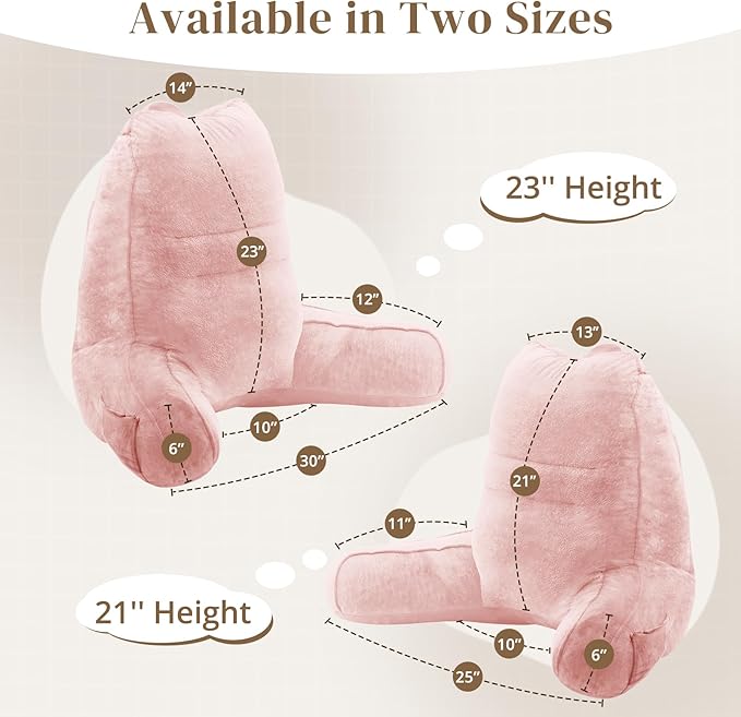 Sasttie Reading Pillow, Pillows for Reading or Relaxing – Ergonomic Support for Head, Neck, Back, and Lumbar, 21-Inch, Peach Pink