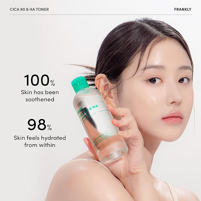 FRANKLY CICA 80 & Hyaluronic Acid Toner - Soothe, Hydrate & Balance | Madecassoside Toner | 80% Centella Asiatica & Hyaluronic Complex (7 Types) | Korean Skin Care | 8.8 fl.oz.