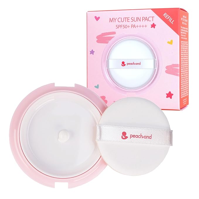 Peachand Kids Mineral Sun Cushion SPF50+ PA++++, Korean Skin Care, Pink Tiara – Set with 1 Cushion and 1 Refill