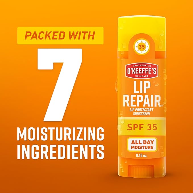 O'Keeffe's Lip Repair SPF 35 Lip Balm - Stick - Sun-Safe Moisturizer for Extremely Cracked, Dry Lips, (Pack of 6)