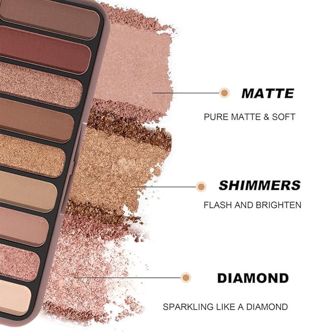 9 Color Neutral Nude Brown Eyeshadow Palette – Matte & Shimmer Warm Copper Bronze Eye Shadow, High Pigment Blendable Long Lasting Natural Daily Smokey Eye Makeup Palette for Brown Green Eyes