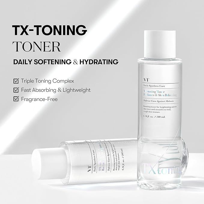 VT COSMETICS TX Toning Facial Toner with Tranexamic Acid, Niacinamide, Glutathione, Hydrating, Refreshing Toner for Dark Spots, Acne Scar, Sun Spots, Age Spots, Korean Skin Care (6.76 fl. oz.)