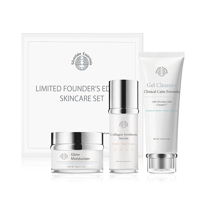 Limited Founder's Edition Skincare Set, 3-Step Ritual with Gel Cleanser, Collagen Synthesis Serum, and Glow Moisturizer