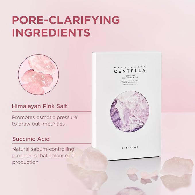 SKIN1004 Poremizing Clarifying Mask, Face Mask Skincare for Pore Elasticity, Pore Minimizer for face, Gentle Exfoliating Sheet Mask for Sebum & Impurities, Korean Skin Care, 0.77 fl oz / 23ml * 5ea