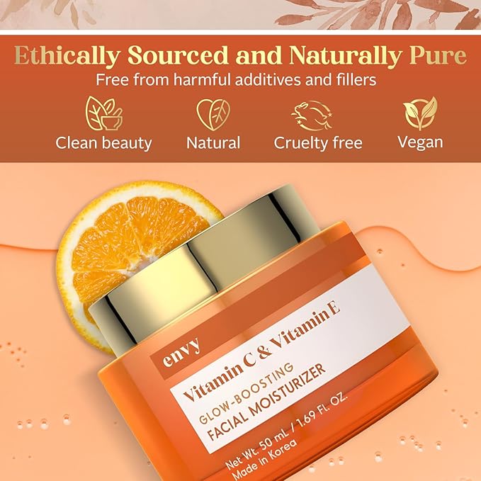 Envy Vitamin C & Vitamin E Face Moisturizer Cream - Hydrating, Reduces Acne Scars & Fine Lines - Anti-Aging, Dermatologist Tested for All Skin Types - 1.69 Fl. Oz