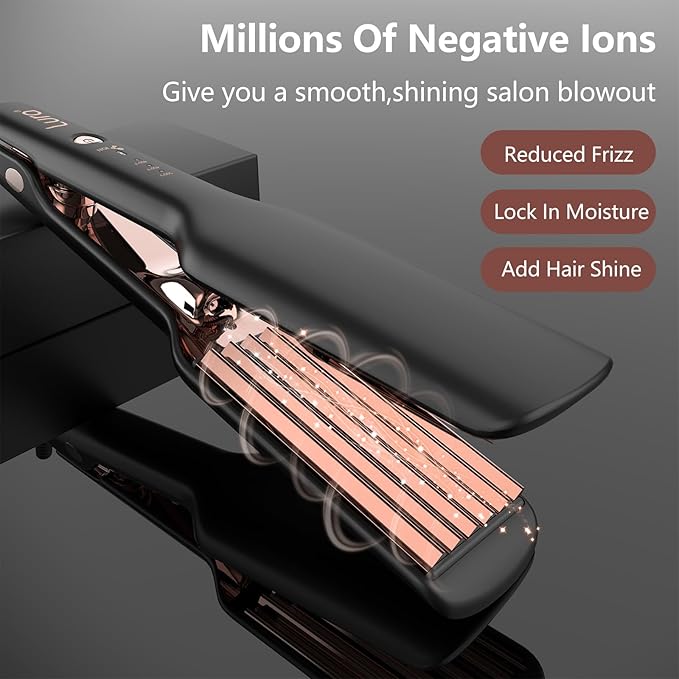LURA Ionic Hair Crimper for Women,Nano Titanium Crimping Iron for Hair,Crimper Hair Tool,2 Inch Hair Volumizing Iron,Professional Hair Styling Irons
