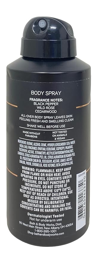 Bath & Body Works The Men's Collection Nocturnal Rose Body Spray and 3-in-1 Hair, Face & Body Wash with a Clay Baby Bar Soap