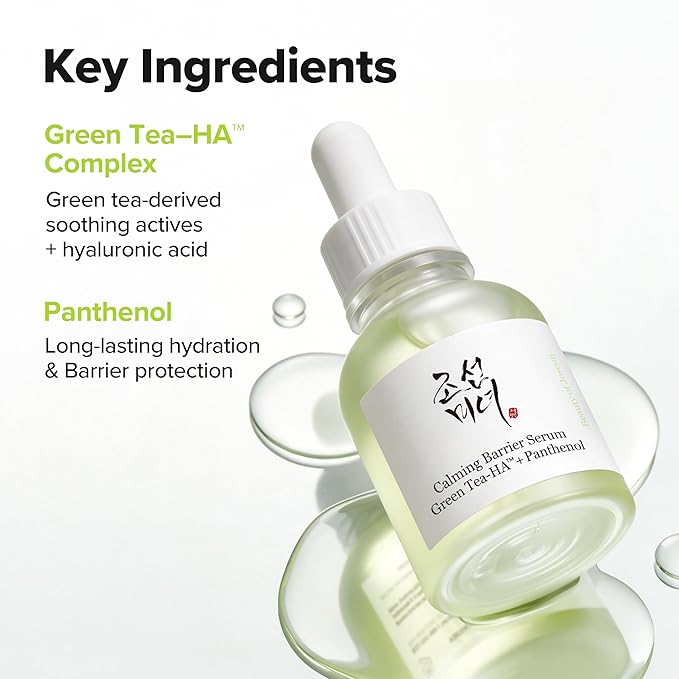 Beauty of Joseon Calming Barrier Serum Green Tea-HA™ + Pathenol | Daily Korean Skincare for Dry and Sensitive Skin, Calming, Soothing, and Deep Hydration 30ml, 1.01 fl.oz