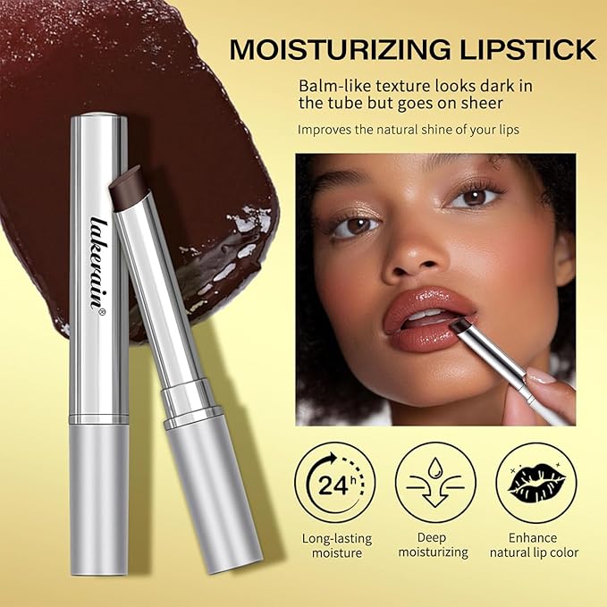 WEEMAY 2Pcs Honey Noir Lipstick, Deep Moisturizing Black Cherry Tint Lip Balm, Nourishing Honey Noir Lipgloss, Black and Pink Lip Tint, Hydrating Lipgloss for All Skin Tones