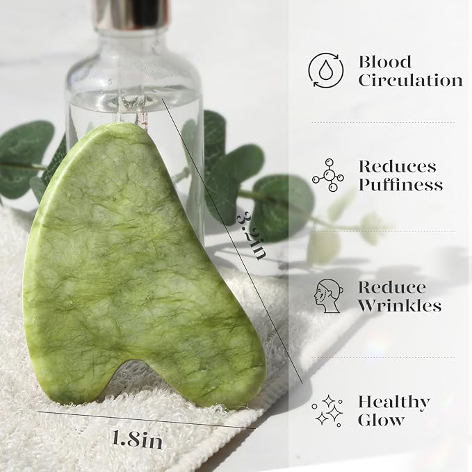 BAIMEI IcyMe Gua Sha Facial Tools Face Massager for Skin Care, Relaxation and Reduce Wrinkles Puffiness Skin Care Tools, Self Care Gift for Men Women - Green