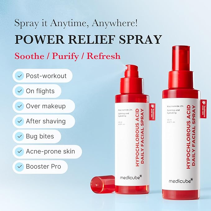 medicube Swipe & Spray Red duo for Troubled Skin: Red Succinic Acid Panthenol Facial Peeling Pads and Power Soothing Spray