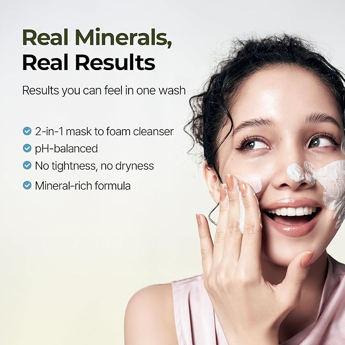 BRMUD Relief Mud Pack to Foam Cleanser - 2-in-1 Purifying & Hydrating Korean Foaming Clay Mask Facial Cleanser for Pore & Sebum Control - Makeup Cleansing Face Wash Korean Skincare (3.71 fl oz)