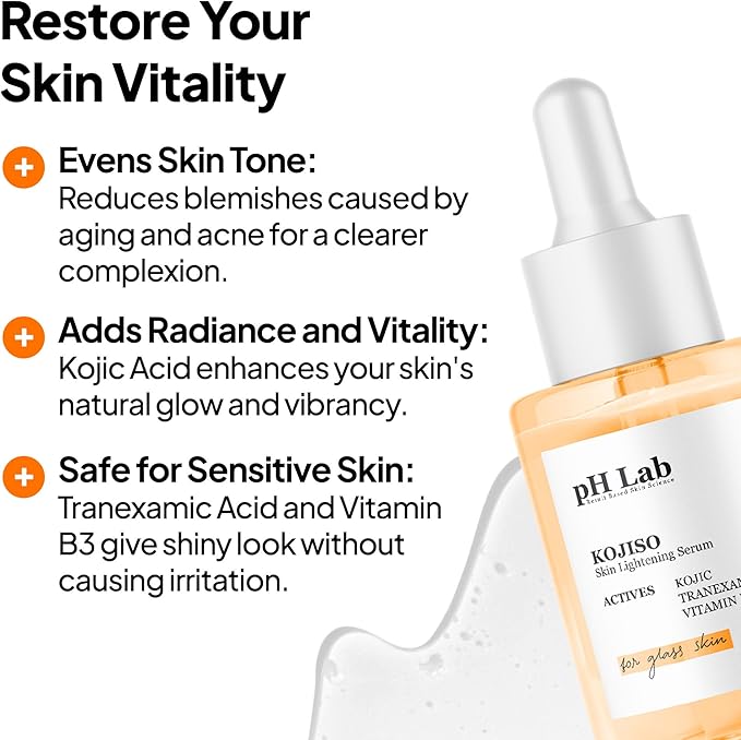 pH Lab Kojiso Set, Cleansing Bar, Toner Pad, Kojiso Skin Serum, Even Skin Tone