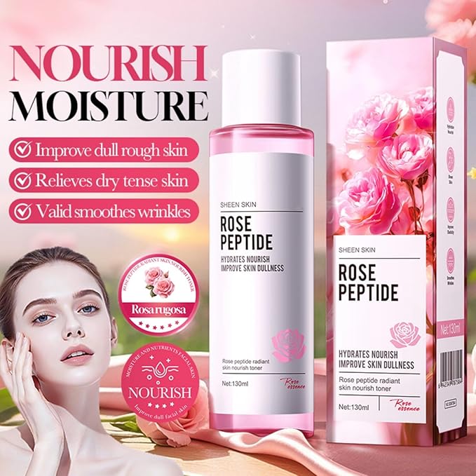 Rose Toner & Lotion Set, Hydrating Face Moisturizer Anti-Aging Skincare Set, Minimizes Pores Soothes Redness, Strengthens Skin Barrier Hydrates Dry Skin, Boosts Elasticity Reduces Fine Lines 130ml