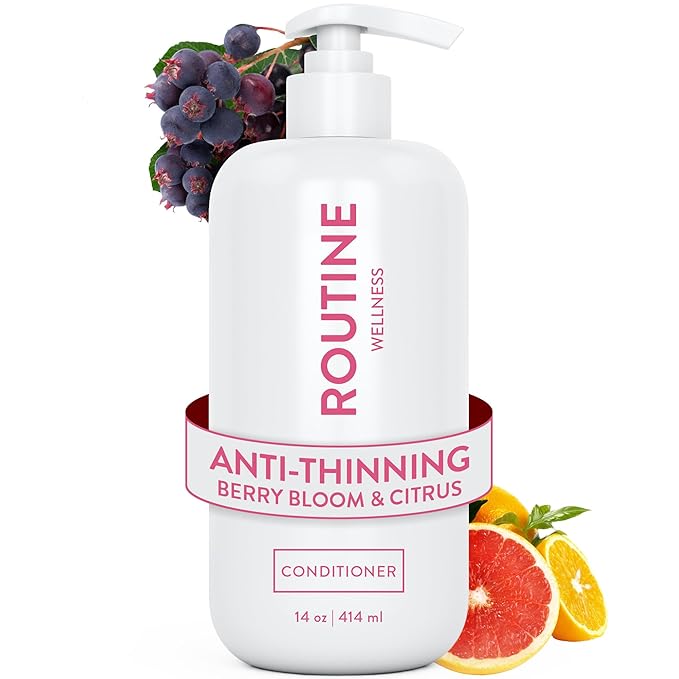 Routine Wellness Anti-Thinning Deep Conditioner for Thinning Hair to Reduce Breakage - CLINICALLY TESTED Formula with DHT Blockers Saw Palmetto, Nettle Oil - Berry Bloom & Citrus Conditioner