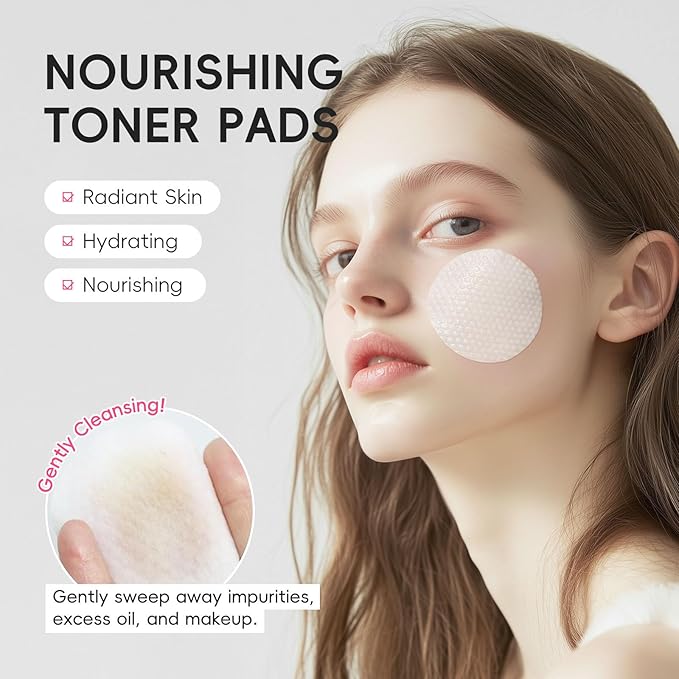Sakura Toner Pads, Hydrating Daily Toner Pads for Sensitive Skin Gentle Exfoliating Soothing & Calming Facial Skincare Cleansing Pad, Makeup Skin Prep, Balance Skin Barrier, 40 Sheets