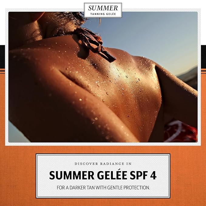 Summer Gelée Tanning Gel SPF 4 Sunscreen | Deep Bronze Tan Accelerator | Bain de Soleil Alternative | No Orange Cast Bronzing Gel | Beach Pool & Tanning Bed | Non-Greasy Fast-Absorbing | 3.12 FL OZ