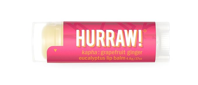Hurraw! Grapefruit, Ginger, Eucalyptus (Kapha) Lip Balm: Organic, Certified Vegan, Cruelty and Gluten Free. Non-GMO, 100% Natural Ingredients. Bee, Shea, Soy and Palm Free. Made in USA