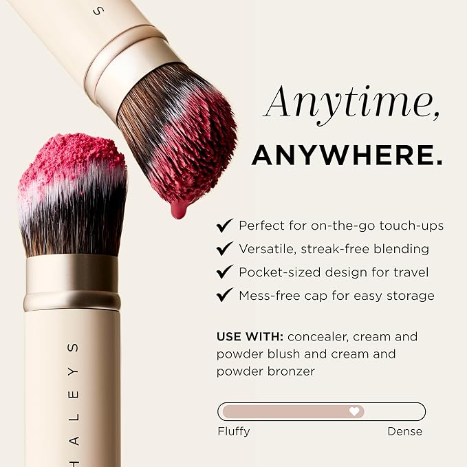 HALEYS Beauty Retractable Face Makeup Brush, Make Up Brush for Powder, Foundation, Bronzer & Blush, Mess-Free Design with Streak Free Airbrushed Finish, On the Go & Travel Friendly, Gifts for Women