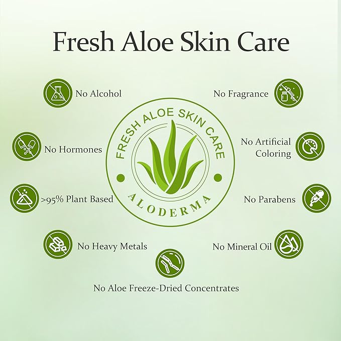 Aloderma Age-Defying 24K Gold Leaf Aloe Flower Essence Gel, Made within 12 Hours of Harvest - Luxurious Aloe Gel with Allantoin & Hyaluronic Acid for a Glowing, Shimmering, Youthful Complexion, 7oz