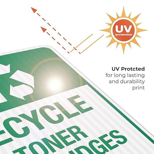Recycle Toner Cartridges Sign, 24x30 Inches, 3M EGP Reflective .080 Aluminum, Fade Resistant, Made in USA