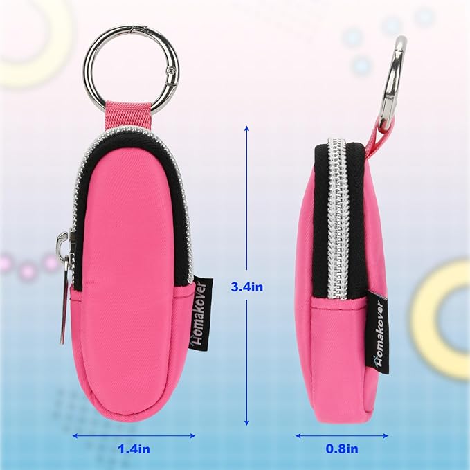 Homakover Portable Lip Balm Organizer Case with Keychain, Travel Chapstick Holder Storage Bag, Waterproof Small Cosmetic Organizer, Anti-Lost Lipstick Lip Gloss Sleeve Pouch Keeper Case (Pink, Small)
