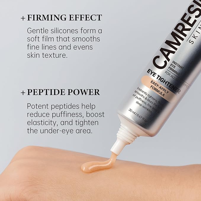 Instant Under Eye Tightener, Instant Firming Temporary Eye Tightener with Brush, Perfection Cream for Fine Lines, Wrinkles & Puffiness, Easy-Wear Formula for All Skin Types